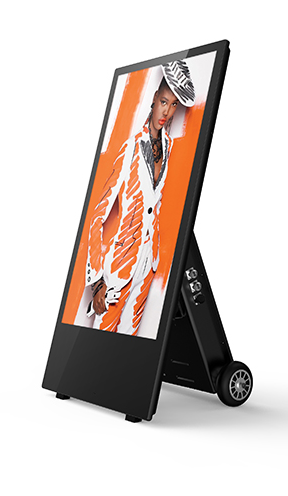 Image of our A-Board Battery Powered Display 43 inch front side view
